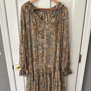 NWT Free People Black Floral Feeling Groovy Maxi Dress sz L No Slip